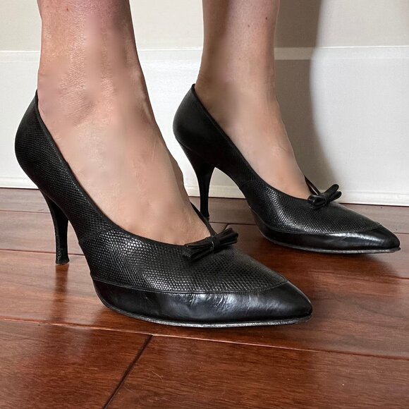 Dior Roger Vivier Vintage Black Leather Women's Heels Size 8.5 Like New - Picture 2 of 16